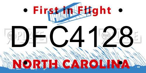 DFC4128 North Carolina License Plate