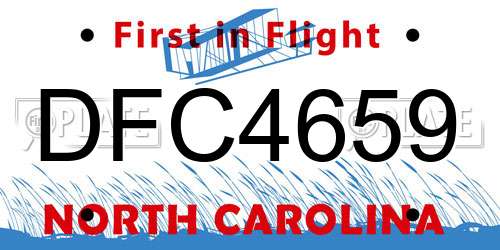 DFC4659 North Carolina License Plate