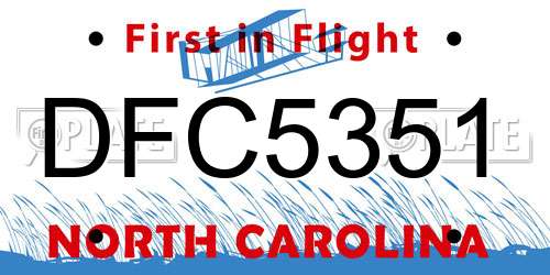 DFC5351 North Carolina License Plate