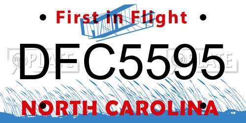 DFC5595 North Carolina License Plate
