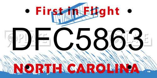 DFC5863 North Carolina License Plate
