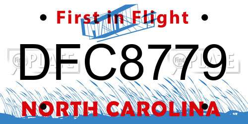 DFC8779 North Carolina License Plate