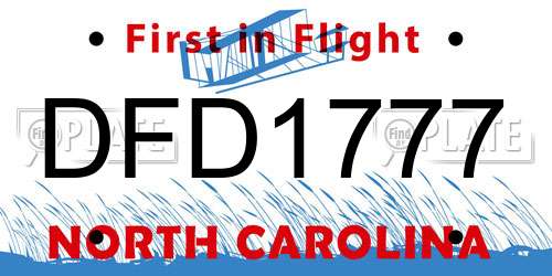 DFD1777 North Carolina License Plate