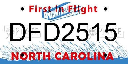 DFD2515 North Carolina License Plate