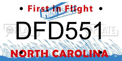 DFD551 North Carolina License Plate