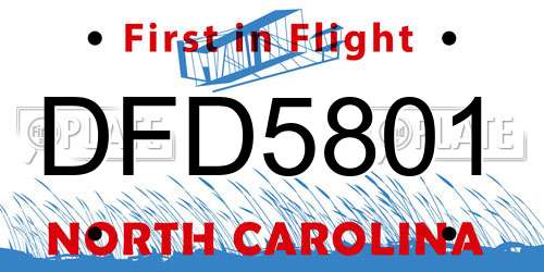 DFD5801 North Carolina License Plate