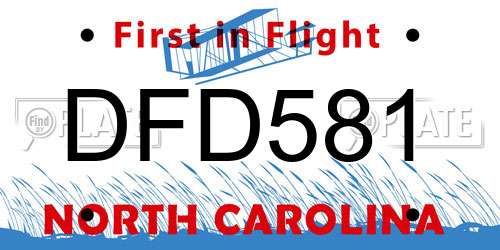 DFD581 North Carolina License Plate