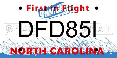DFD85I North Carolina License Plate