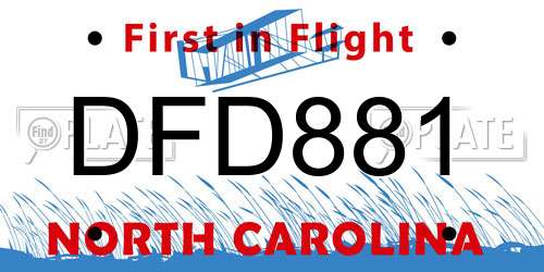 DFD881 North Carolina License Plate