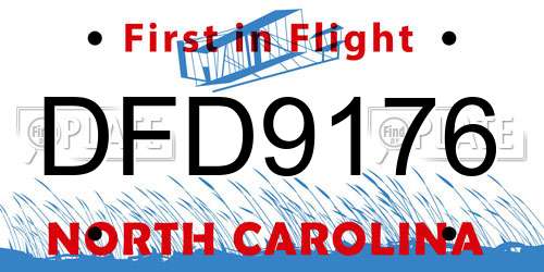 DFD9176 North Carolina License Plate