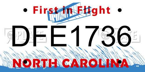 DFE1736 North Carolina License Plate
