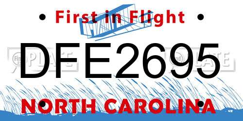DFE2695 North Carolina License Plate