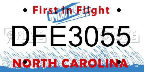 DFE3055 North Carolina License Plate