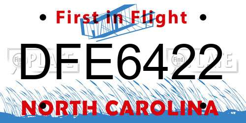 DFE6422 North Carolina License Plate