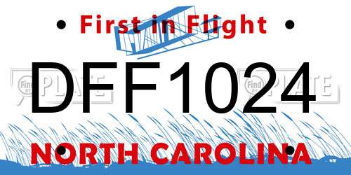 DFF1024 North Carolina License Plate
