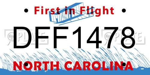 DFF1478 North Carolina License Plate