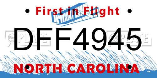 DFF4945 North Carolina License Plate