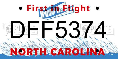 DFF5374 North Carolina License Plate