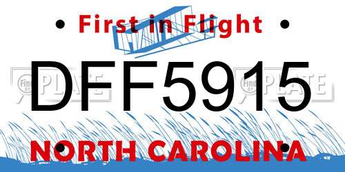 DFF5915 North Carolina License Plate