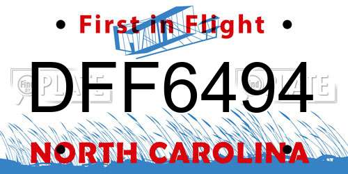 DFF6494 North Carolina License Plate