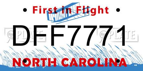 DFF7771 North Carolina License Plate