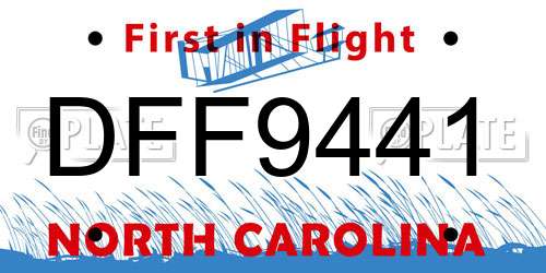 DFF9441 North Carolina License Plate