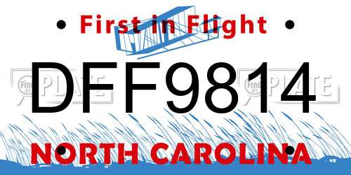 DFF9814 North Carolina License Plate