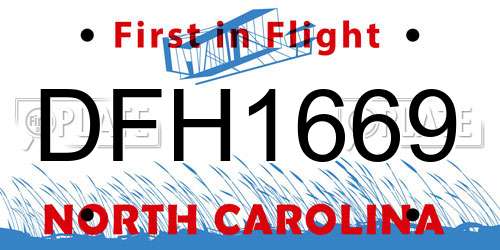 DFH1669 North Carolina License Plate