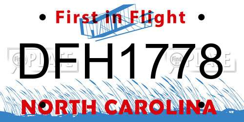 DFH1778 North Carolina License Plate