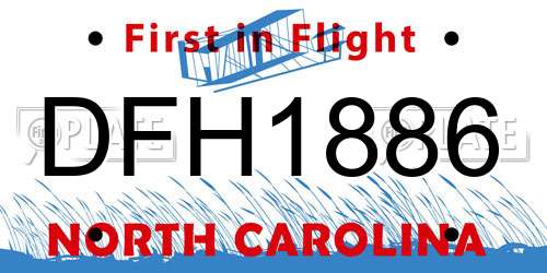 DFH1886 North Carolina License Plate