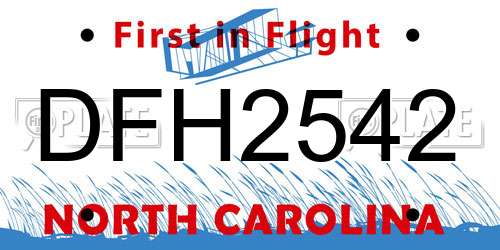 DFH2542 North Carolina License Plate