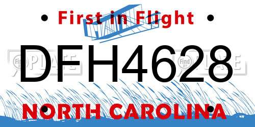 DFH4628 North Carolina License Plate