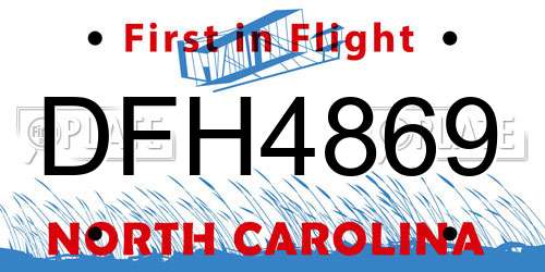 DFH4869 North Carolina License Plate