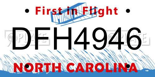 DFH4946 North Carolina License Plate