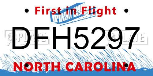 DFH5297 North Carolina License Plate