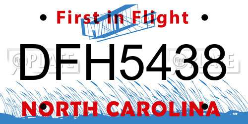 DFH5438 North Carolina License Plate