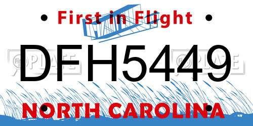 DFH5449 North Carolina License Plate