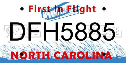 DFH5885 North Carolina License Plate