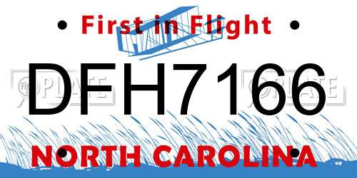 DFH7166 North Carolina License Plate