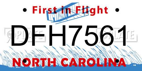 DFH7561 North Carolina License Plate