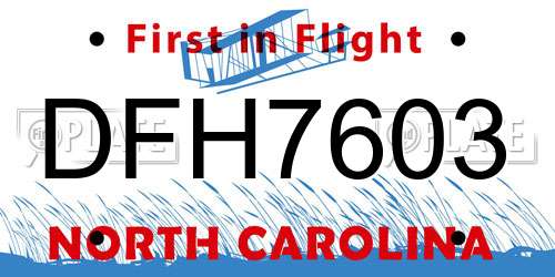 DFH7603 North Carolina License Plate