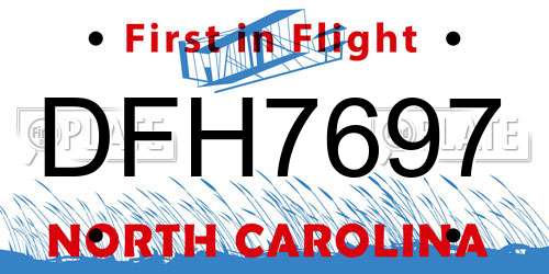 DFH7697 North Carolina License Plate
