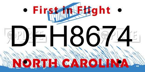 DFH8674 North Carolina License Plate