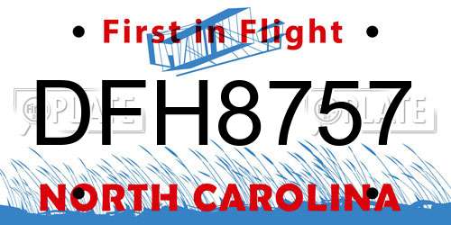 DFH8757 North Carolina License Plate