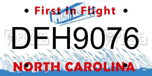 DFH9076 North Carolina License Plate