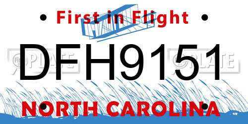 DFH9151 North Carolina License Plate