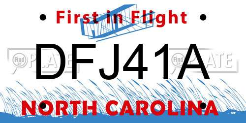 DFJ41A North Carolina License Plate
