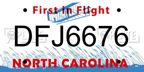 DFJ6676 North Carolina License Plate