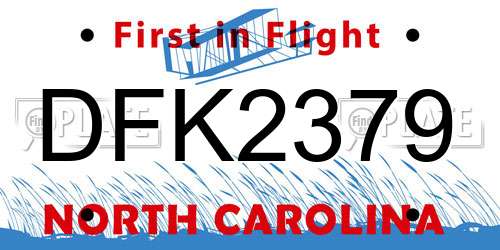 DFK2379 North Carolina License Plate