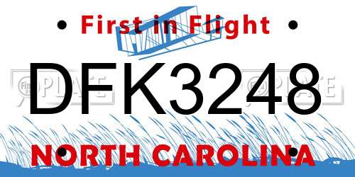 DFK3248 North Carolina License Plate